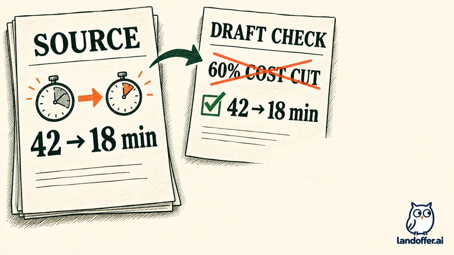 A fictional resume fact is checked against a generated letter, with unsupported claims crossed out and a factual correction retained.