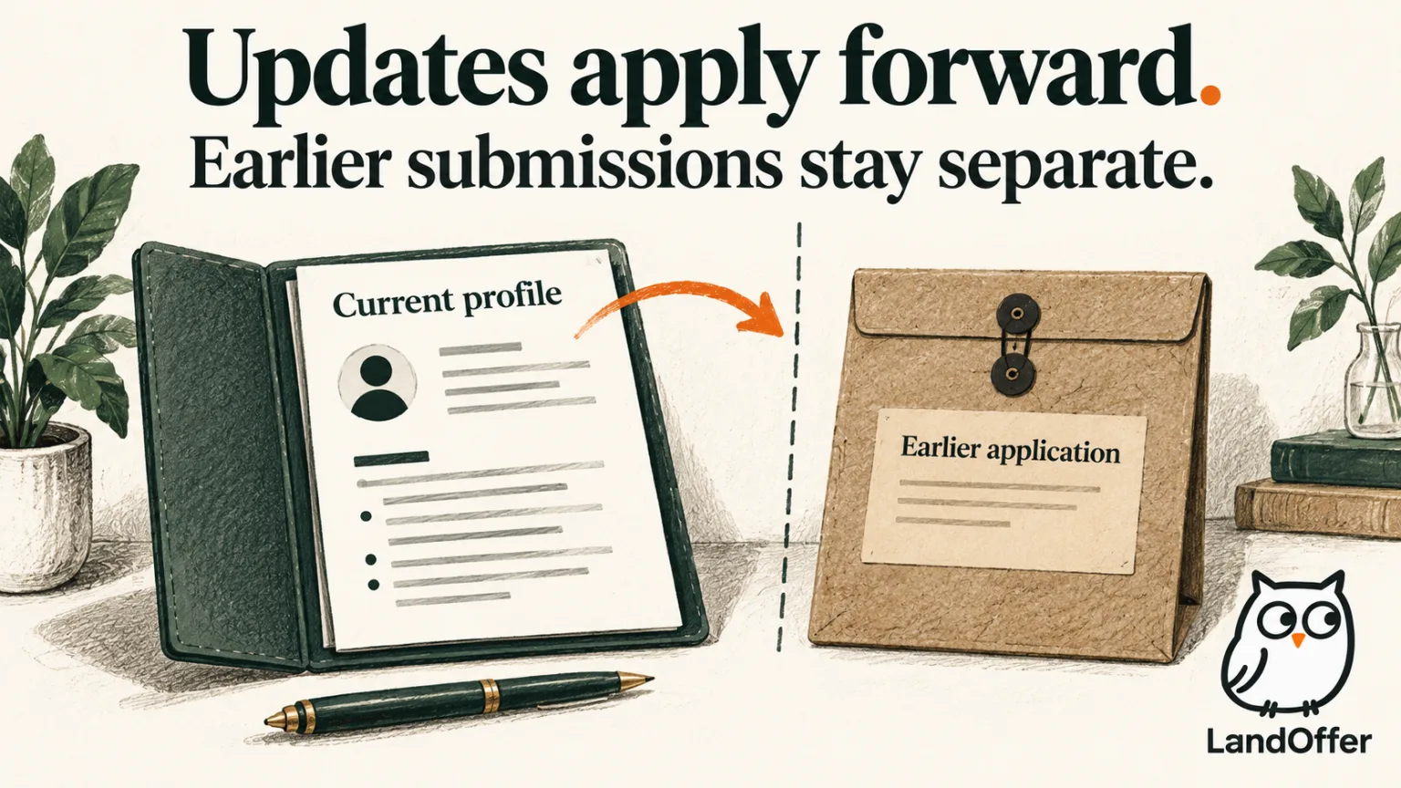 A current profile resume stops at a boundary before an earlier application's archived envelope, showing that updates apply forward.