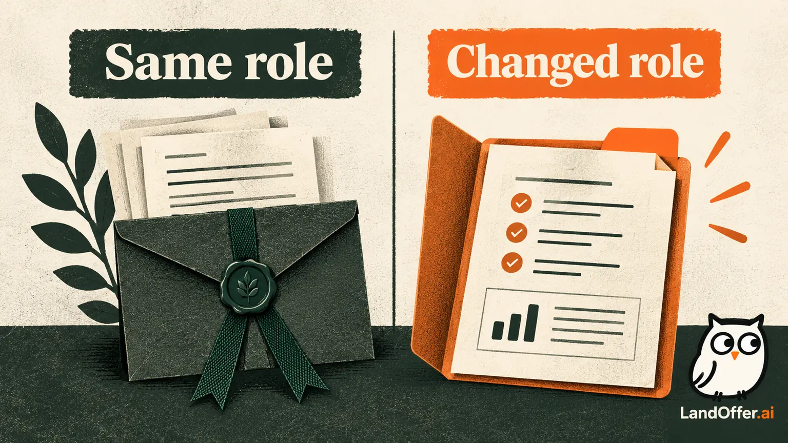 An unchanged notice stays connected to its prior envelope while a changed role notice receives a separate assessment folder.
